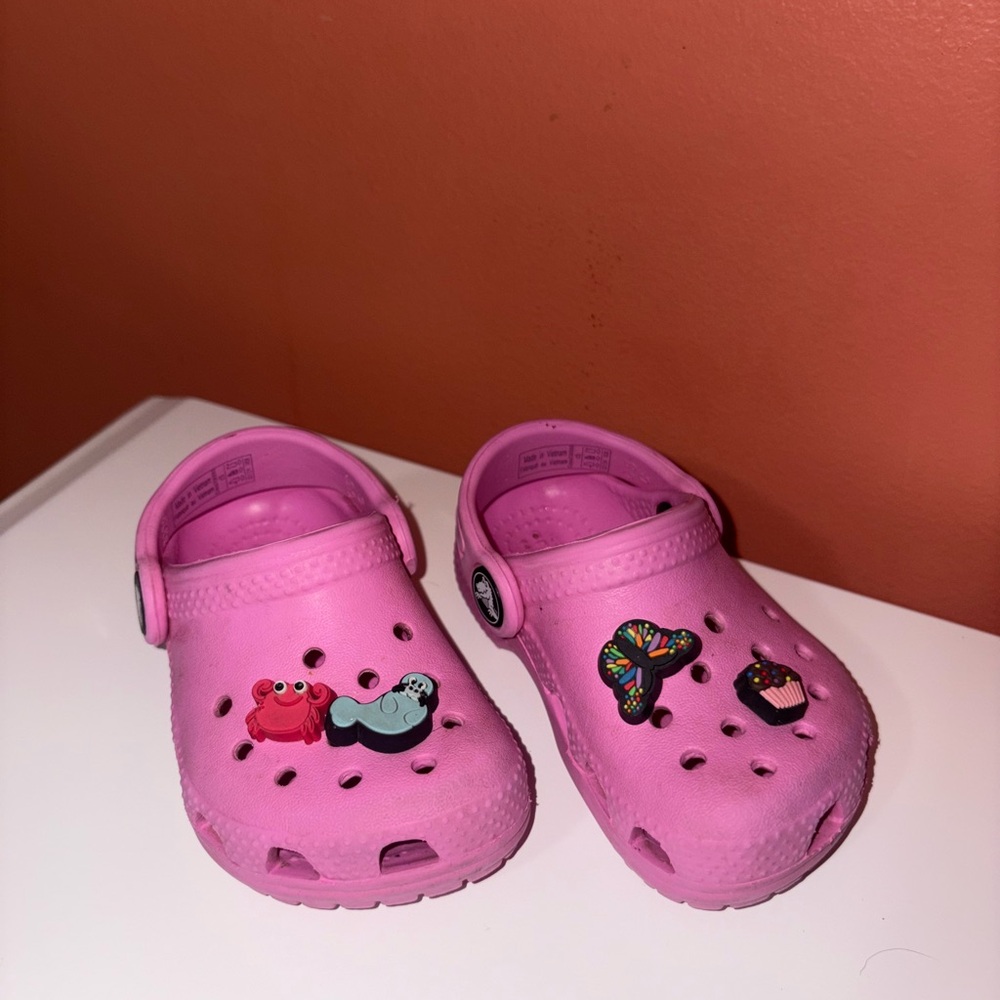 CROCS Pink Kids Sandals with Playful Charms